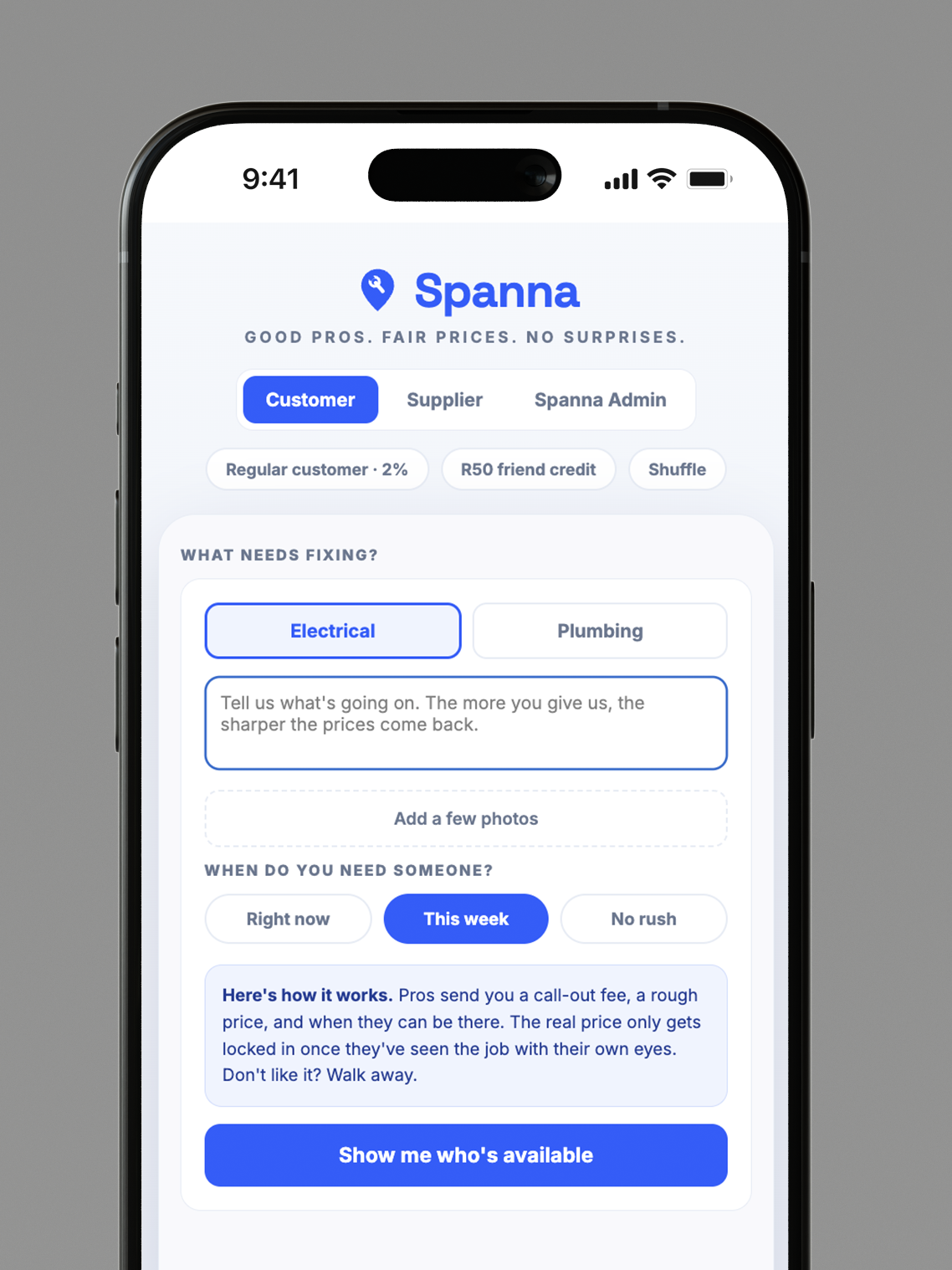 Step 1 user journey mockup